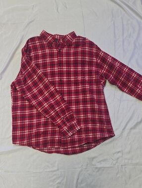 Lands' End Red Plaid Flannel Shirt